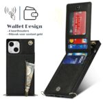 Fashion Wallet case with lanyard iPhone 14 Plus - Black - Image 4