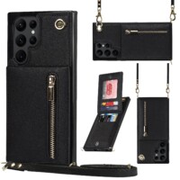 Solidenz Fashion Wallet with lanyard Samsung S23 Ultra – Black