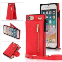 Solidenz Fashion Wallet with lanyard iPhone SE 2022 – SE 2020 – iPhone 8 – Red