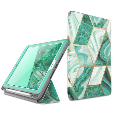 Cosmo Protective Case iPad 9 – 8 – 7 – 10.2 inch – Apple Pen Holder – Marble Green