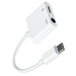 Joyroom 2-in-1 kabel met USB Type-C naar Audio Jack 3.5mm + USB Type-C - Wit