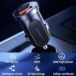 Joyroom 30W compact car charger with fast charging, USB-A and USB type-C ports - black - Image 2
