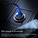 Joyroom 30W compact car charger with fast charging, USB-A and USB type-C ports - black - Image 4
