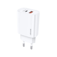 USAMS 20W Adapter met snellaadfunctie – USB-A en USB-C poort – Wit