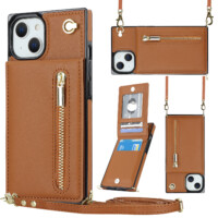 Solidenz Fashion Wallet with lanyard iPhone 14 – Brown