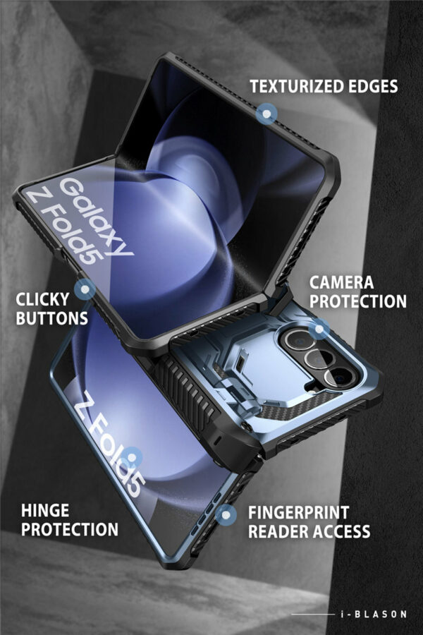 Armorbox Galaxy Z Fold5 case with screen protector and pen holder - Icy Blue - Image 5