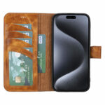 Solidenz Moda Book iPhone 13 Pro Max echt leren hoesje - Lichtbruin - Afbeelding 3
