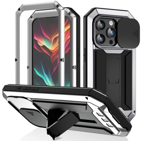 Dustproof metal case iPhone 15 Pro Max – Silver