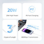 USAMS PD 20W USB-C to Lightning cable - White - Image 4