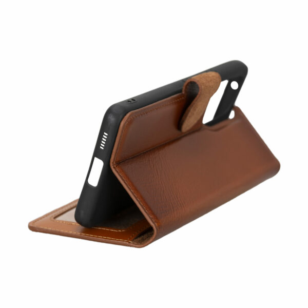 Solidenz Moda Book Samsung A53 genuine leather case - Brown - Image 3