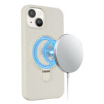 Magnetic silicone case iPhone 14 - Beige - Image 7