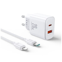 Joyroom 20W PD+QC Charger including USB-C to USB-C cable – 1 Meter – White
