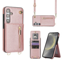 Solidenz Fashion Portemonnee hoesje met koord Samsung Galaxy S24 FE – Roségoud