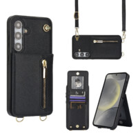 Solidenz Fashion Portemonnee hoesje met koord Samsung Galaxy S24 FE – Zwart