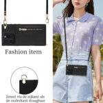 Solidenz Fashion Portemonnee hoesje met koord iPhone 16 Pro - Zwart - Afbeelding 6