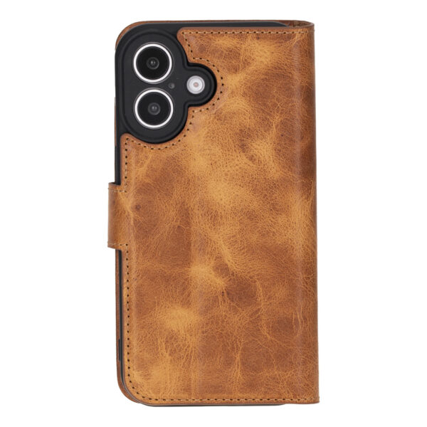 Solidenz Moda Book iPhone 16 genuine leather case - Light Brown - Image 2