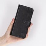 Solidenz Moda Book iPhone 16 Pro echt leren hoesje - Zwart - Afbeelding 7