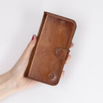 Solidenz Moda Book iPhone 16 Pro Max echt leren hoesje - Bruin - Afbeelding 7