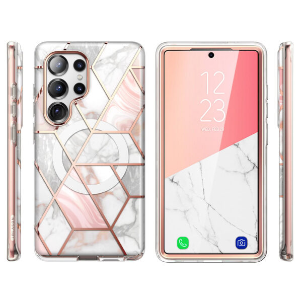 Cosmo 360 hoesje met screenprotector geschikt voor Samsung S25 Ultra - Marmer - Afbeelding 2