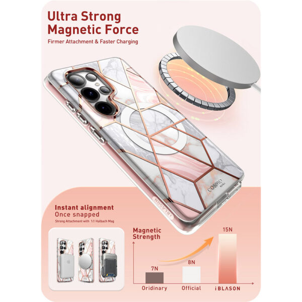 Cosmo 360 hoesje met screenprotector geschikt voor Samsung S25 Ultra - Marmer - Afbeelding 4