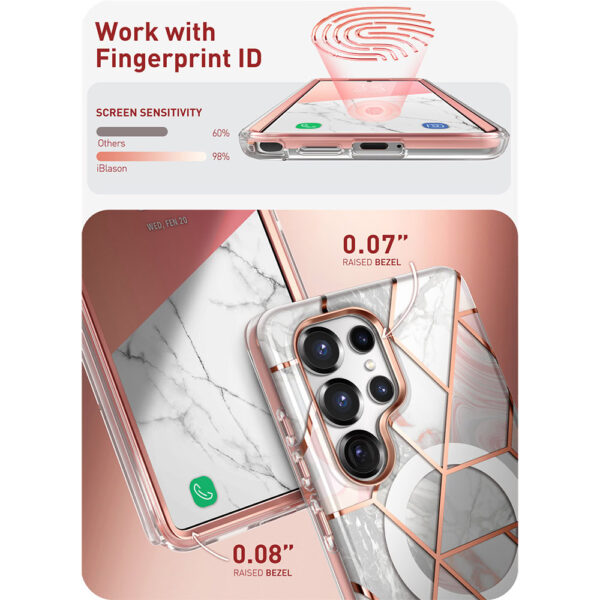 Cosmo 360 hoesje met screenprotector geschikt voor Samsung S25 Ultra - Marmer - Afbeelding 8