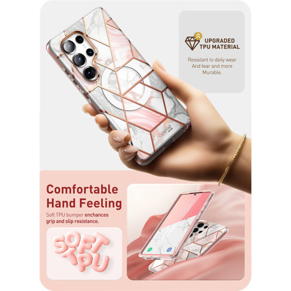 Cosmo 360 hoesje met screenprotector geschikt voor Samsung S25 Ultra - Marmer - Afbeelding 9