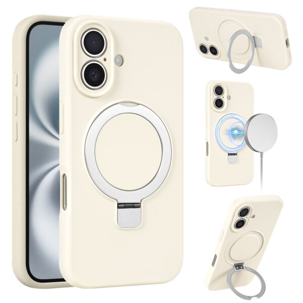 MagSafe siliconen hoesje iPhone 16 Plus - Versie 2 - Beige
