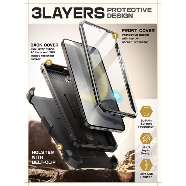 Supcase UB Pro hoesje geschikt voor Samsung Galaxy S25 - Met en zonder screen protector - Zwart - Afbeelding 5