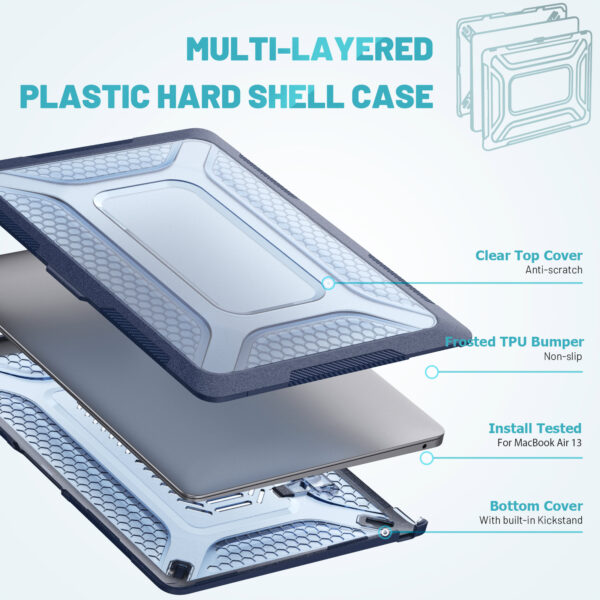 Turtle Shift Laptopcover Shield MacBook Air 13' inch - 2020 en 2018 - A2337 / A2179 / A1932 - Blauw - Afbeelding 2
