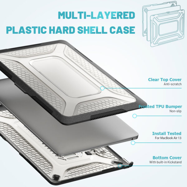Turtle Shift Laptopcover Shield MacBook Air 13' inch - 2020 en 2018 - A2337 / A2179 / A1932 - Zwart - Afbeelding 2