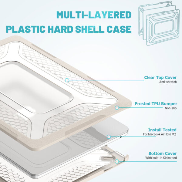 Turtle Shift Laptopcover Shield MacBook Air 13.6' inch - 2024 / 2022 - A2681 / A3113 - Beige - Afbeelding 2