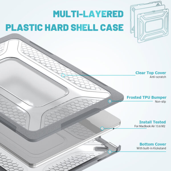 Turtle Shift Laptopcover Shield MacBook Air 13.6' inch - 2024 / 2022 - A2681 / A3113 - Grijs - Afbeelding 2