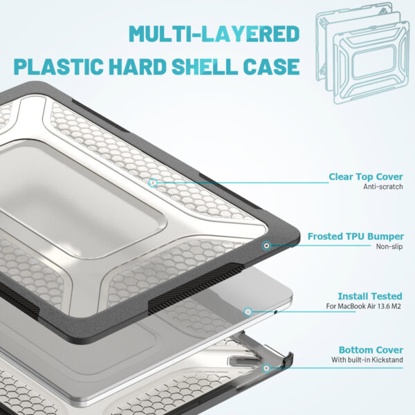 Turtle Shift Laptopcover Shield MacBook Air 13.6' inch - 2024 / 2022 - A2681 / A3113 - Zwart - Afbeelding 2