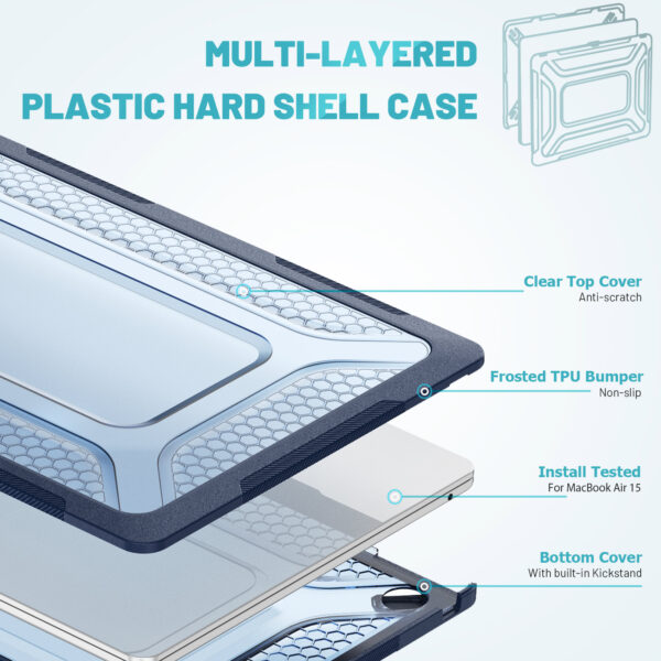 Turtle Shift Laptopcover Shield MacBook Air 15.3' inch - 2024 / 2023 - A2941 / A3114 - Blauw - Afbeelding 2