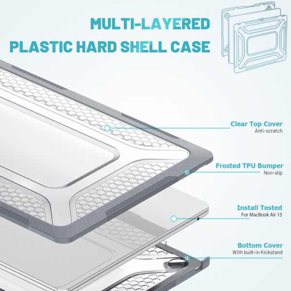 Turtle Shift Laptopcover Shield MacBook Air 15.3' inch - 2024 / 2023 - A2941 / A3114 - Grijs - Afbeelding 2