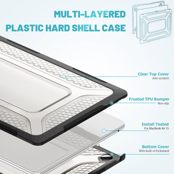 Turtle Shift Laptopcover Shield MacBook Air 15.3' inch - 2024 / 2023 - A2941 / A3114 - Zwart - Afbeelding 2
