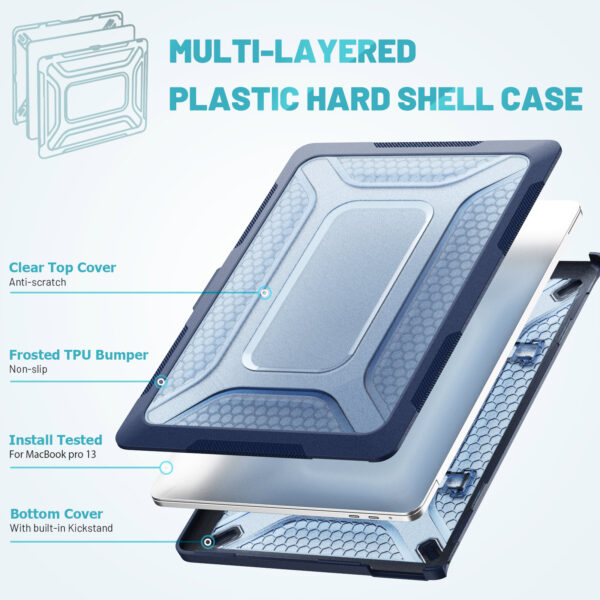 Turtle Shift Laptopcover Shield MacBook Pro 13' inch - 2022 / 2020 / 2018 - A2338 / A2289 / A2251 / A2159 / A1989 / 
A1706 / A1708 - Blauw - Afbeelding 2