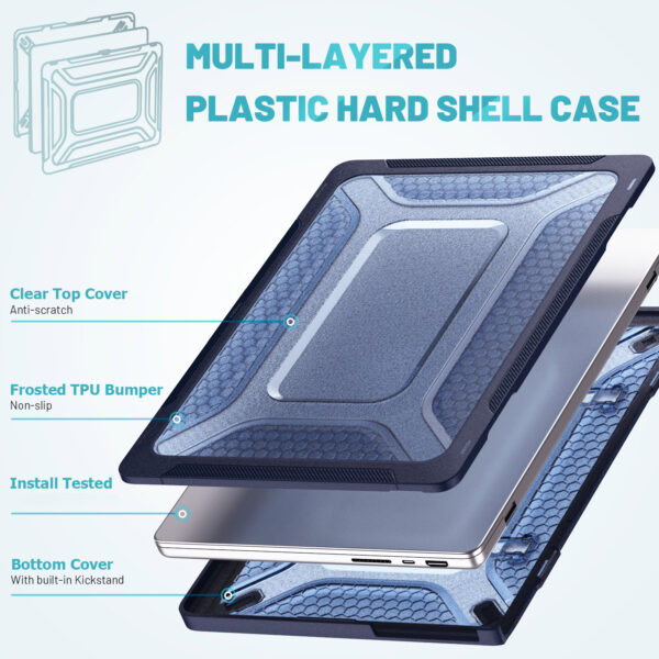 Turtle Shift Laptopcover Shield MacBook Pro 14' inch - 2023 / 2021 - A2442 / A2779 / A2918 / A2992 - Blauw - Afbeelding 2