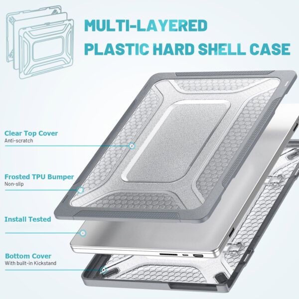Turtle Shift Laptopcover Shield MacBook Pro 14' inch - 2023 / 2021 - A2442 / A2779 / A2918 / A2992 - Grijs - Afbeelding 2
