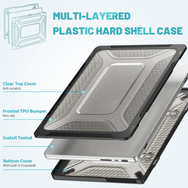 Turtle Shift Laptopcover Shield MacBook Pro 14' inch - 2023 / 2021 - A2442 / A2779 / A2918 / A2992 - Zwart - Afbeelding 2