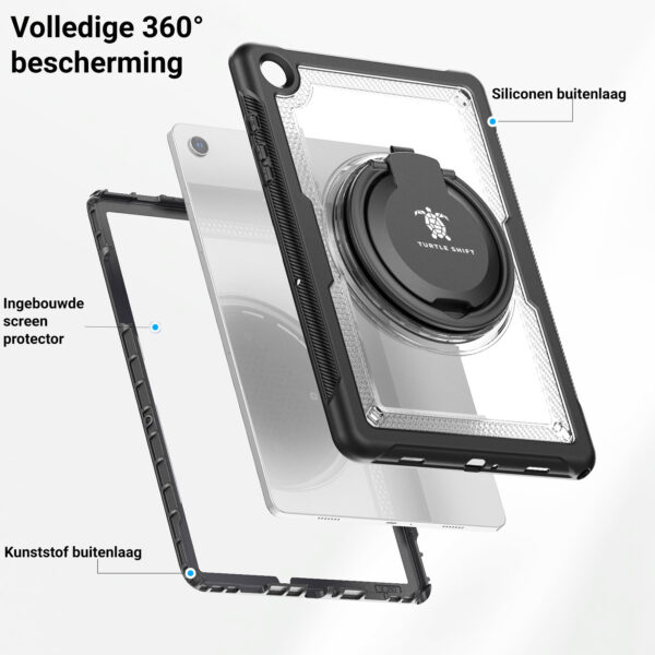 Turtle Shift Perfect Grip Hoes met screen protector Samsung Galaxy Tab A9 Plus - 11 inch 2023 - Transparant - Afbeelding 3