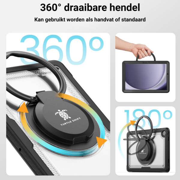 Turtle Shift Perfect Grip Hoes met screen protector Samsung Galaxy Tab A9 Plus - 11 inch 2023 - Transparant - Afbeelding 6