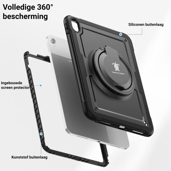 Turtle Shift Perfect Grip Hoes met screen protector iPad 11 en iPad 10 - 10.9 inch - Zwart - Afbeelding 3