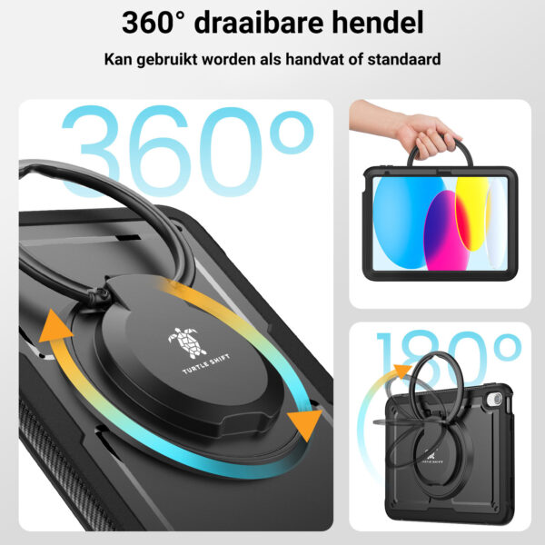 Turtle Shift Perfect Grip Hoes met screen protector iPad 11 en iPad 10 - 10.9 inch - Zwart - Afbeelding 6