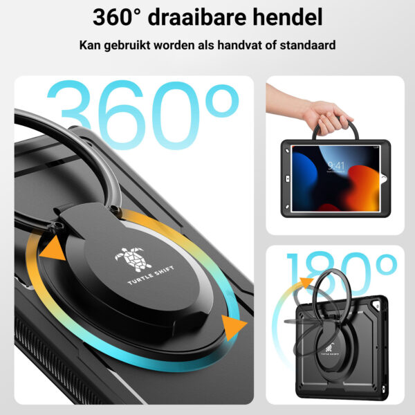 Turtle Shift Perfect Grip Hoes met screen protector iPad 9 2021 / iPad 8 2020 / iPad 7 2019 - 10.2 inch - Zwart - Afbeelding 6