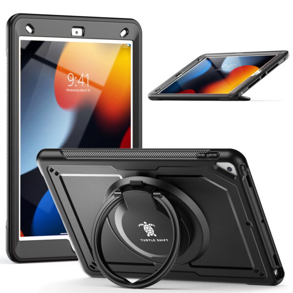 Turtle Shift Perfect Grip Hoes met screen protector iPad 9 2021 / iPad 8 2020 / iPad 7 2019 - 10.2 inch - Zwart - Afbeelding 8