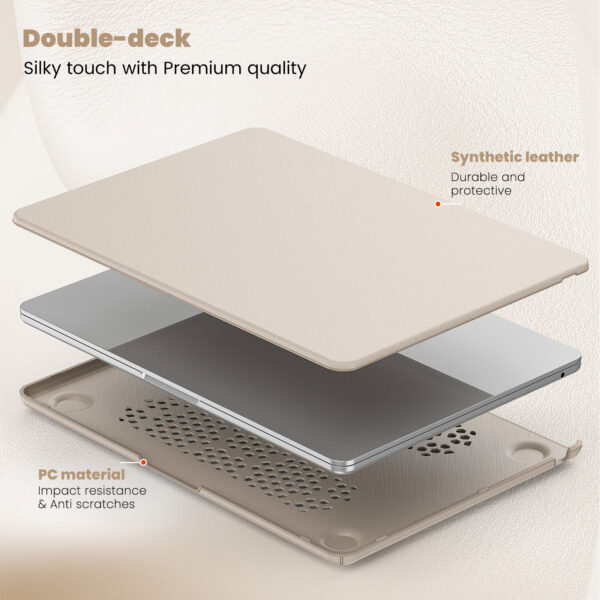 Turtle Shift vegan leer Laptopcover MacBook Air 13.6' inch - 2024 / 2022 - A2681 / A3113 - Beige - Afbeelding 2