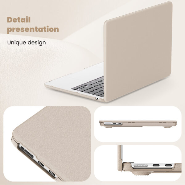 Turtle Shift vegan leer Laptopcover MacBook Air 13.6' inch - 2024 / 2022 - A2681 / A3113 - Beige - Afbeelding 3