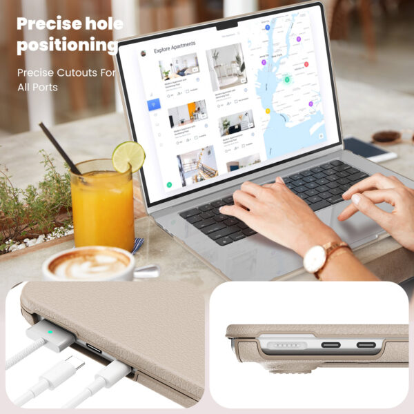 Turtle Shift vegan leer Laptopcover MacBook Air 15.3' inch - 2024 / 2023 - A2941/ A3114 - Beige - Afbeelding 8