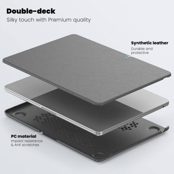 Turtle Shift vegan leer Laptopcover MacBook Air 15.3' inch - 2024 / 2023 - A2941/ A3114 - Grijs - Afbeelding 2